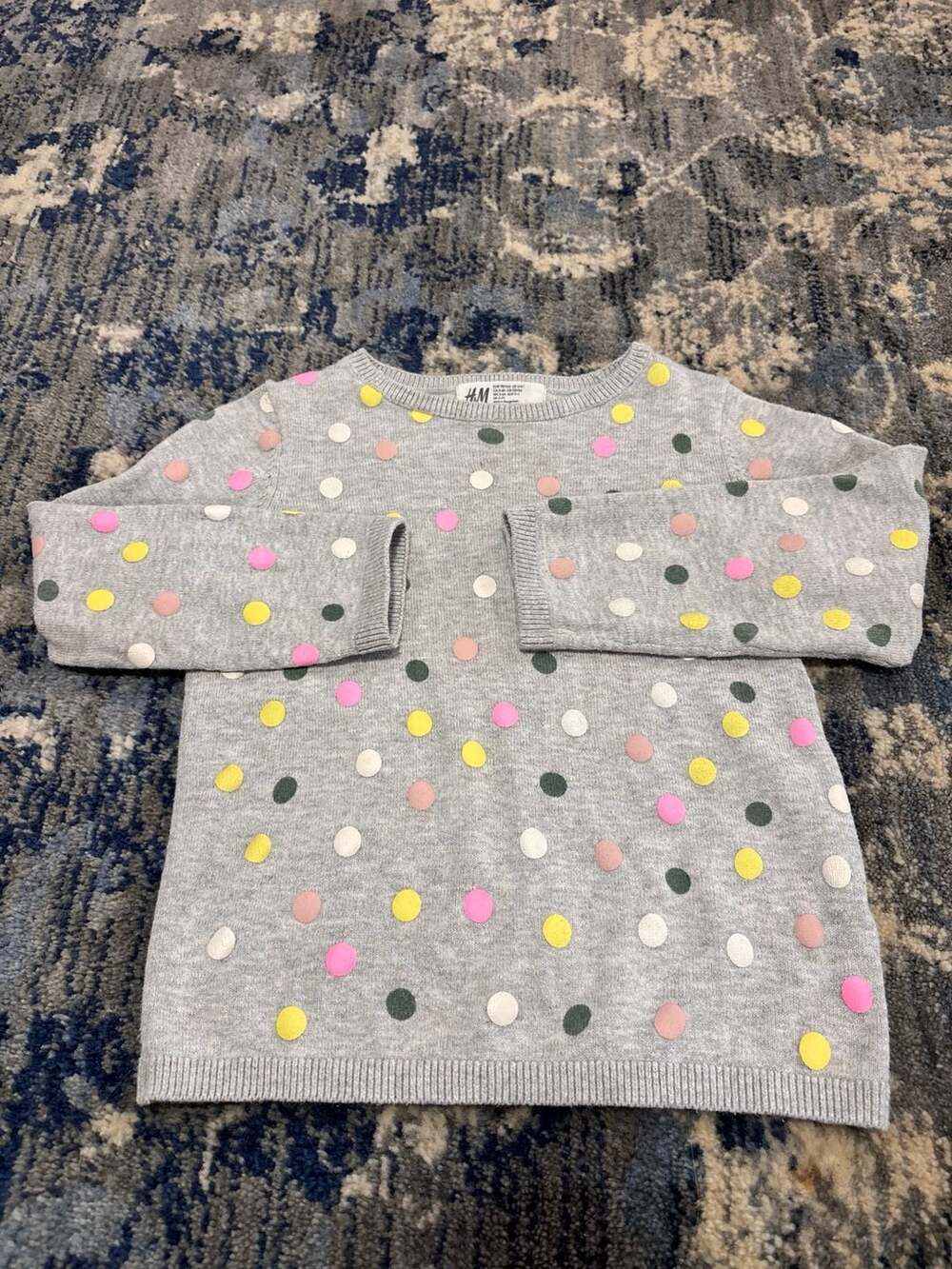 H&M Polka Dot Knit Sweater Size 3/4T Gray